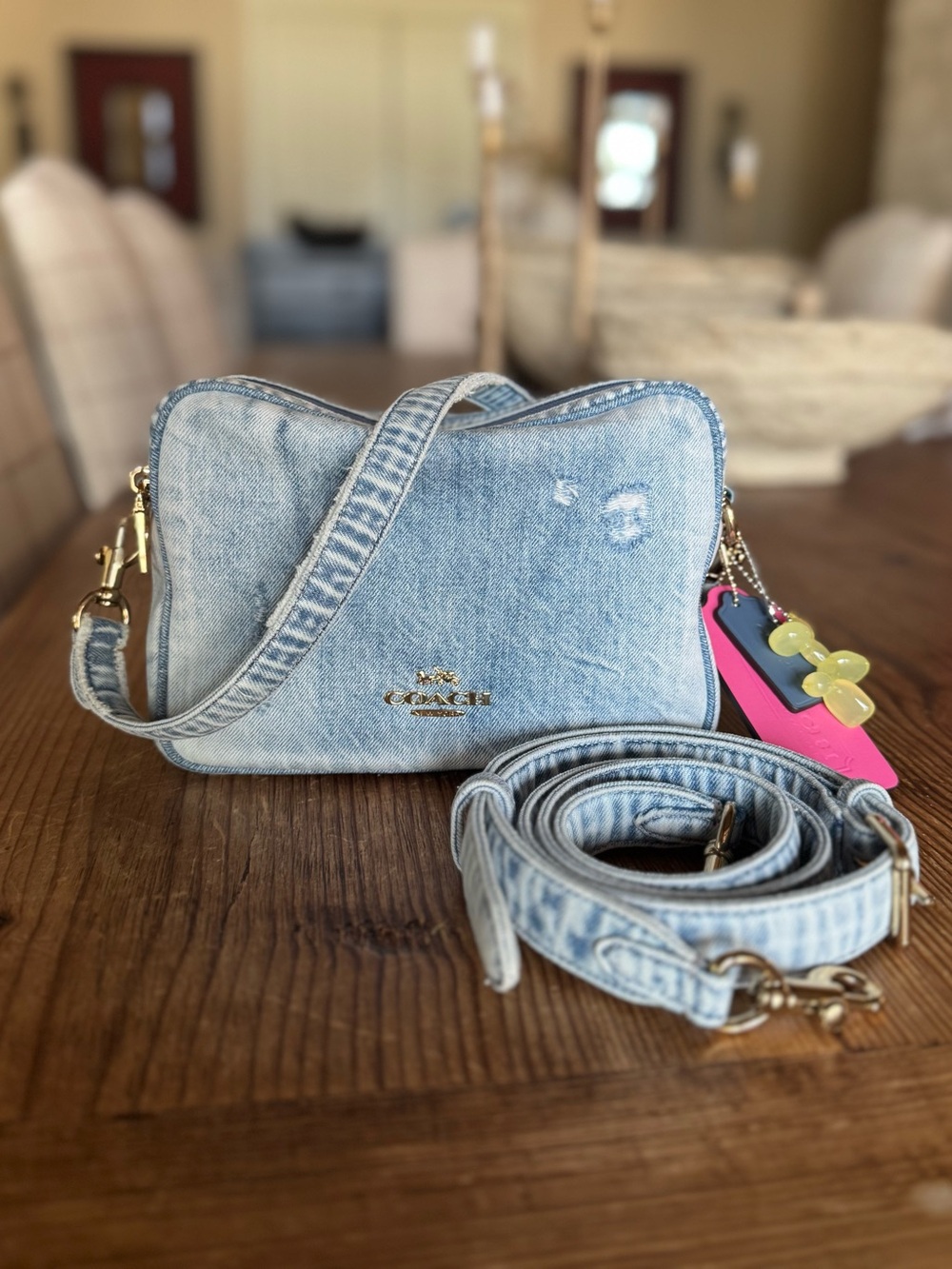 Coach Carey Crossbody Bag in Loved Denim Light Indigo CEK67
